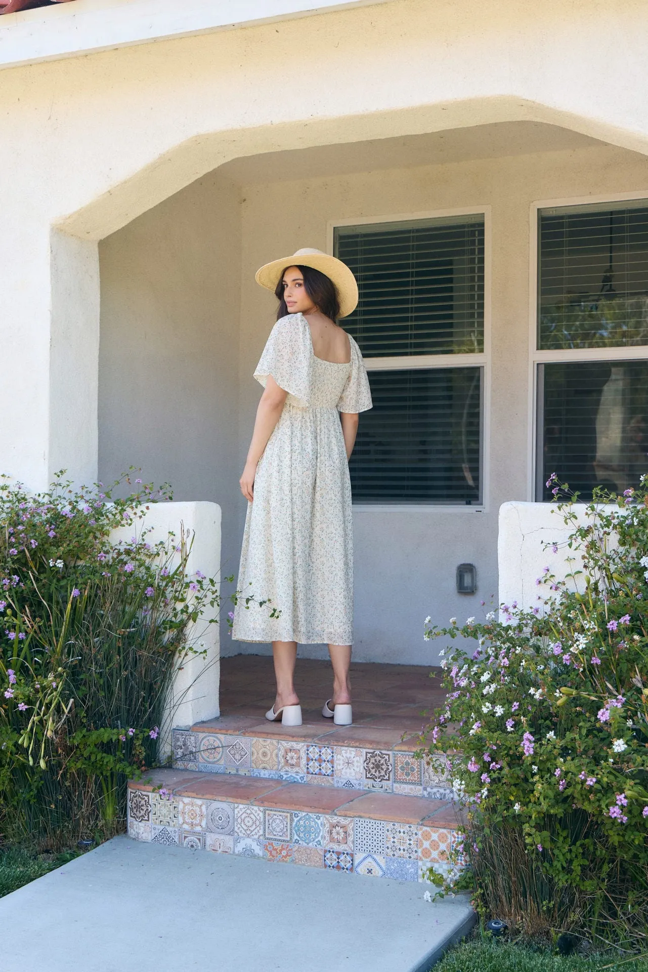 Peach Floral Front Tie Midi Dress sold by Pinkblush product image thumbnail 4