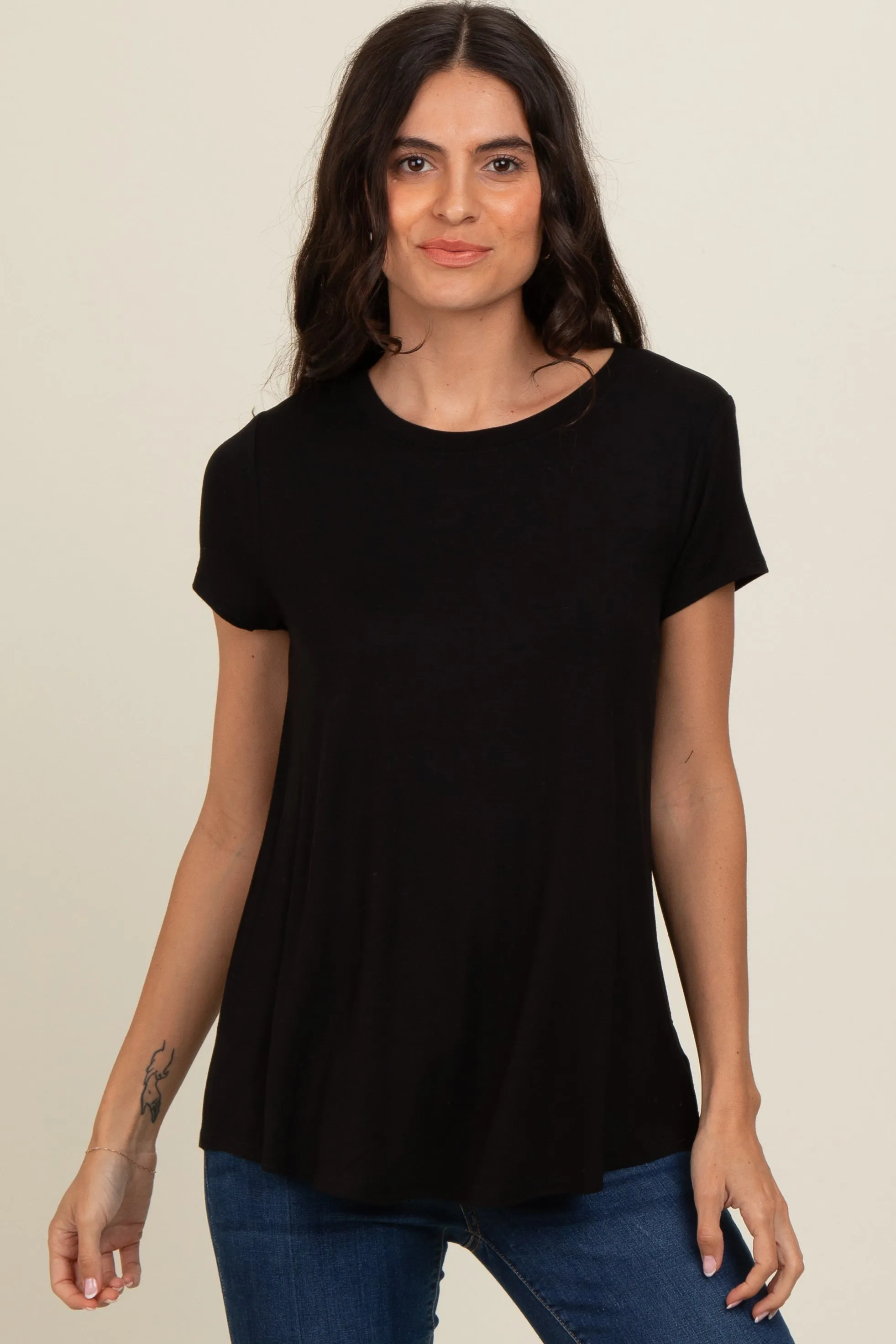 Black Basic Short Sleeve Top sold by Pinkblush product image thumbnail 2