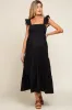 Black Sleeveless Tiered Maternity Maxi Dress sold by Pinkblush