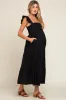 Black Sleeveless Tiered Maternity Maxi Dress sold by Pinkblush