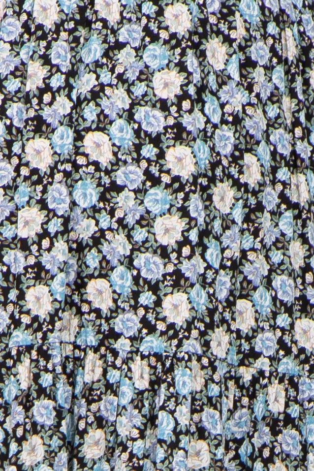 Black Floral Smocked Tiered Maternity Midi Dress sold by Pinkblush product image thumbnail 4