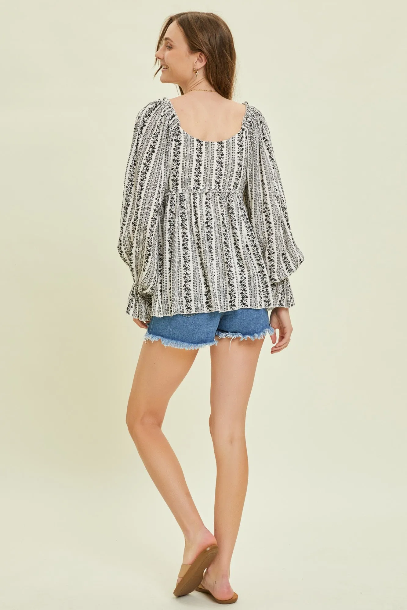 Black Floral Long Sleeve Blouse sold by Pinkblush product image thumbnail 4