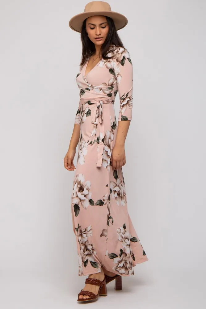 Light Pink Floral Wrap Maxi Dress sold by Pinkblush product image thumbnail 3