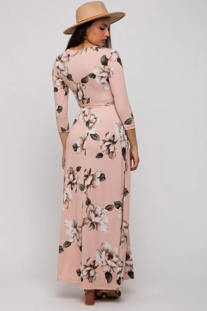 Light Pink Floral Wrap Maxi Dress sold by Pinkblush product image thumbnail 4