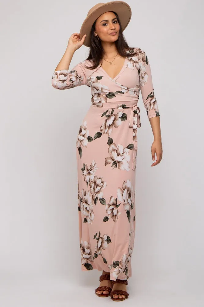 Light Pink Floral Wrap Maxi Dress sold by Pinkblush