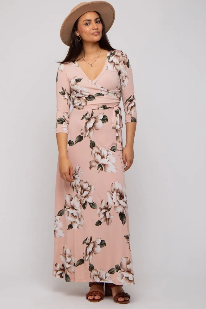 Light Pink Floral Wrap Maxi Dress sold by Pinkblush product image thumbnail 2