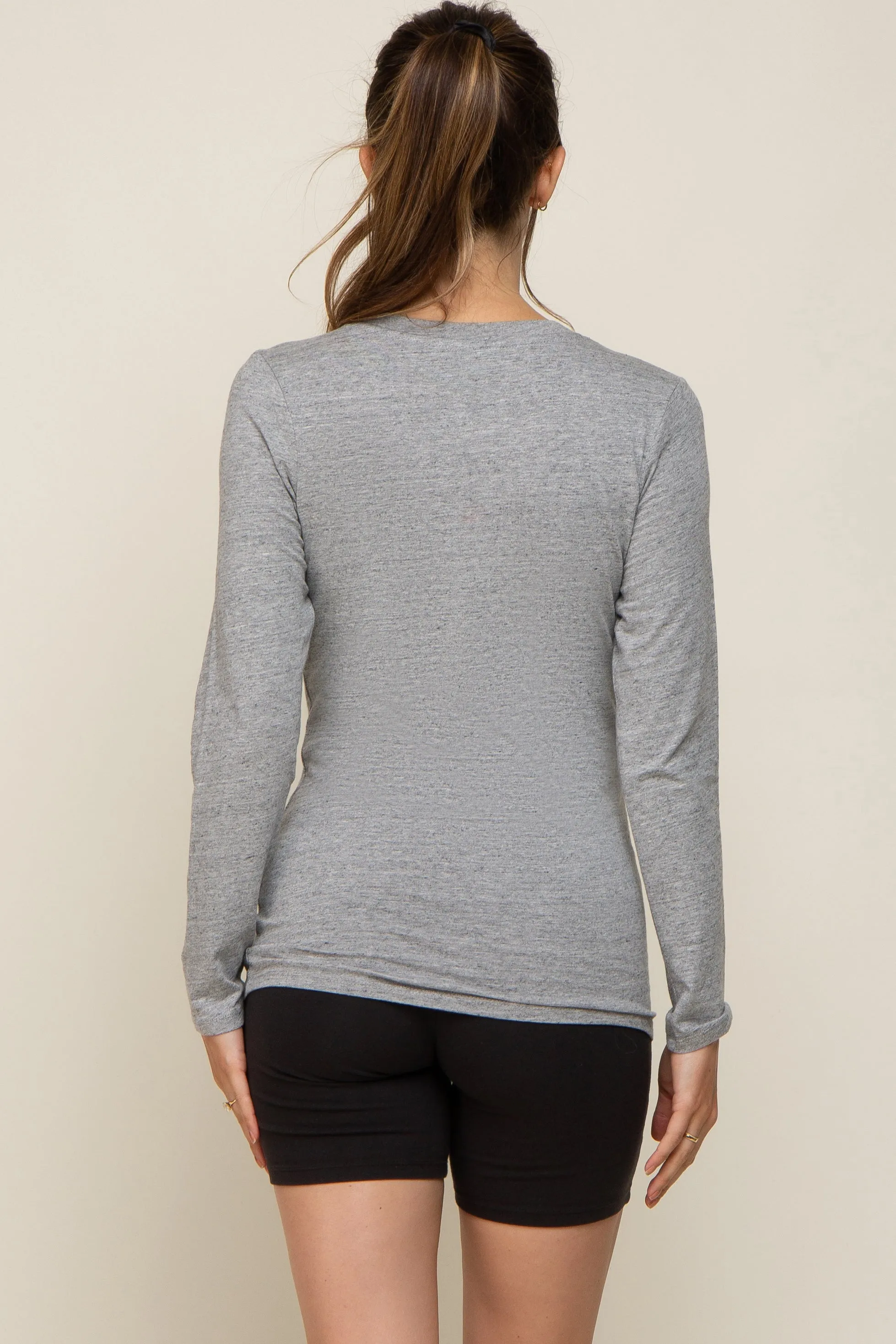 Heather Grey Long Sleeve Maternity Top sold by Pinkblush product image thumbnail 3
