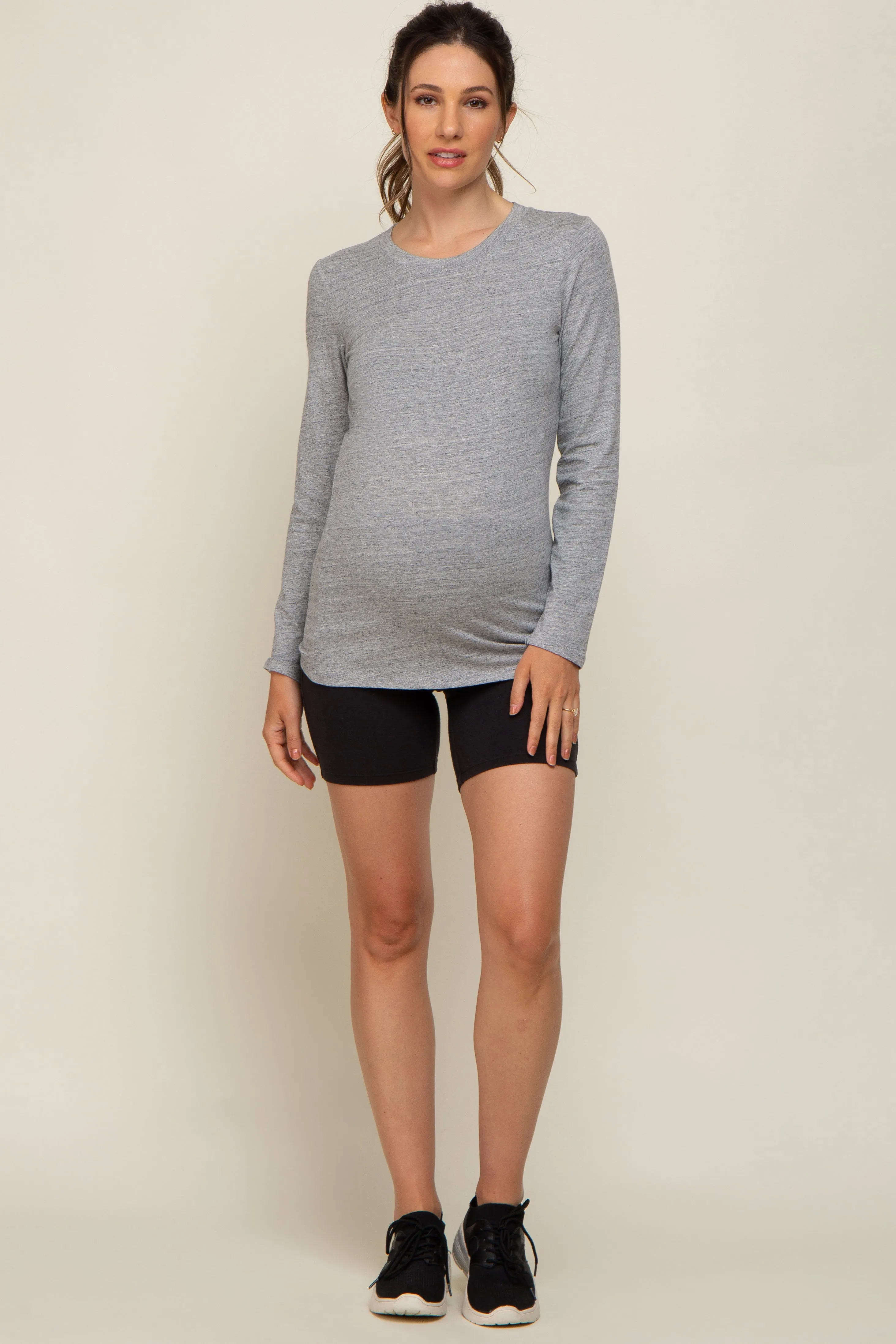 Heather Grey Long Sleeve Maternity Top sold by Pinkblush product image thumbnail 4