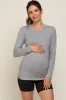 Heather Grey Long Sleeve Maternity Top sold by Pinkblush