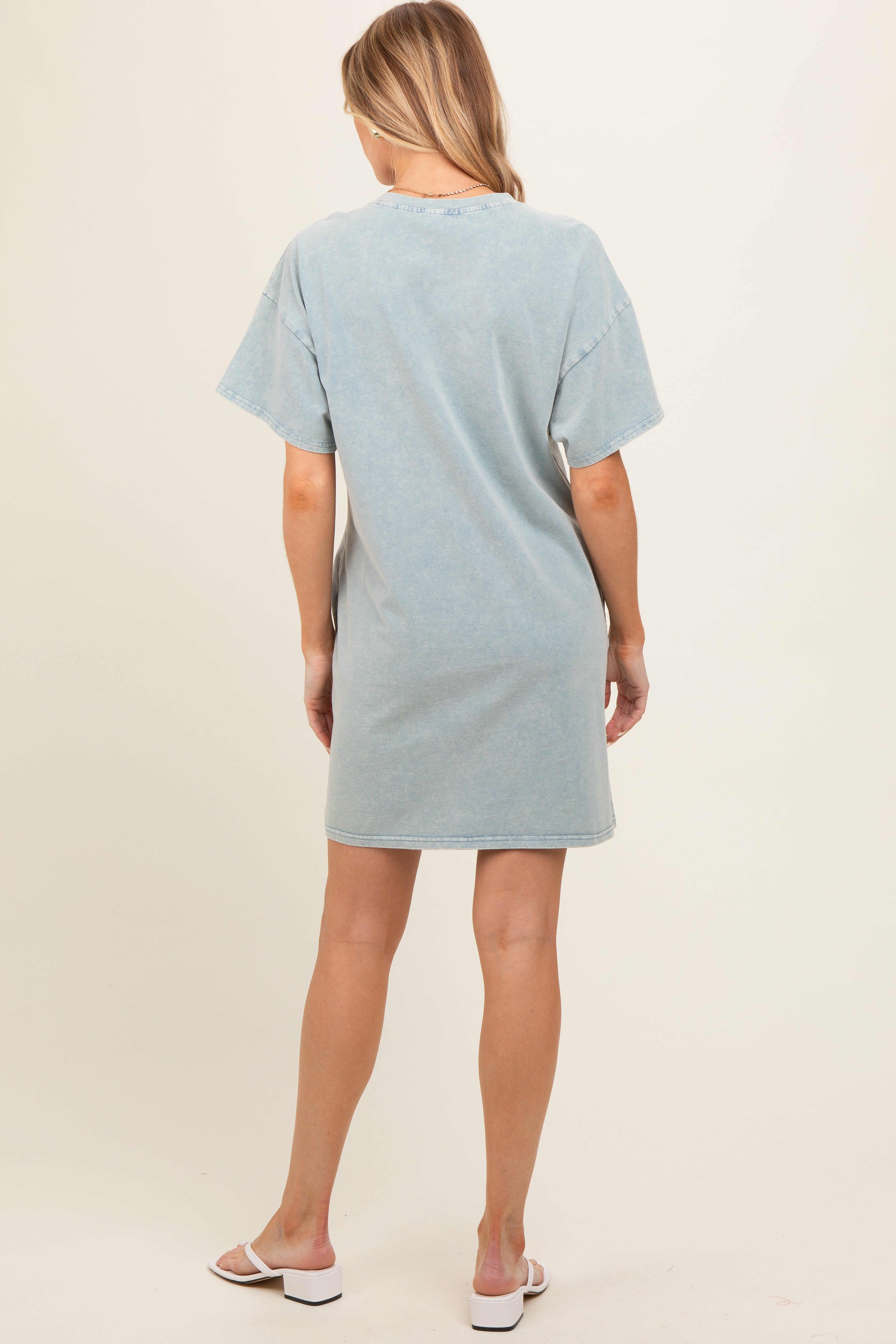 Light Blue Short Sleeve Side Pocket Maternity Dress sold by Pinkblush product image thumbnail 3
