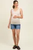 Blue Raw Cut Hem Maternity Jean Shorts sold by Pinkblush