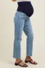 Light Blue Distressed Open Knee Ankle Straight Leg Maternity Jeans sold by Pinkblush