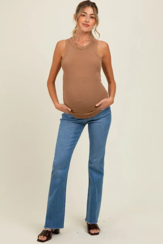 Blue Raw Hem Bootcut Maternity Jeans made by Vervet