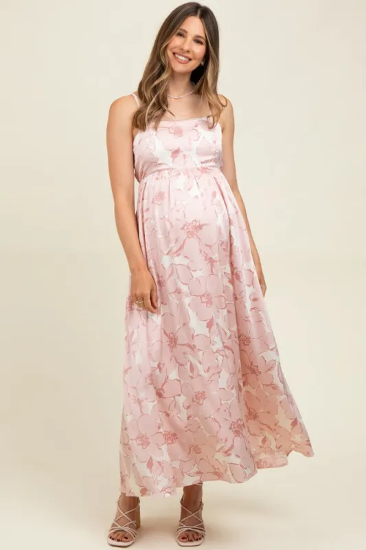Pink Floral Sleeveless Maternity Maxi Dress sold by Pinkblush