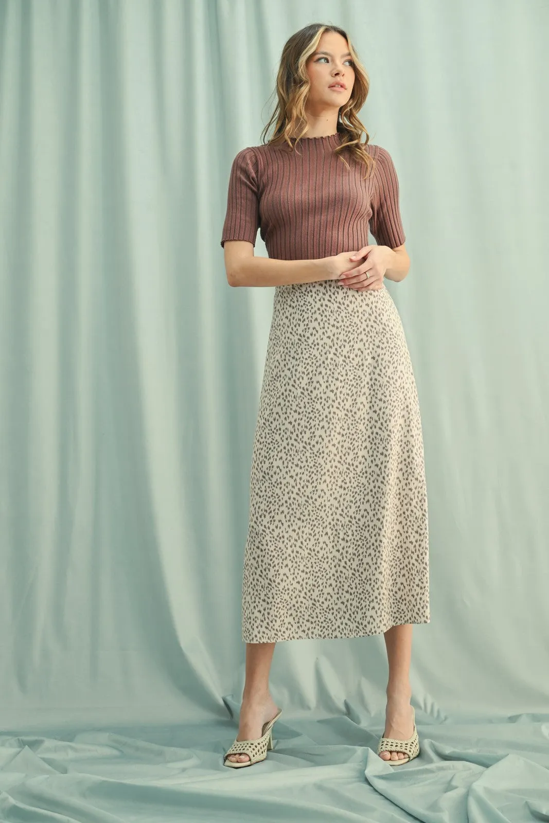Mocha Ribbed Mock Neck Knit Short Sleeve Top sold by Pinkblush product image thumbnail 2