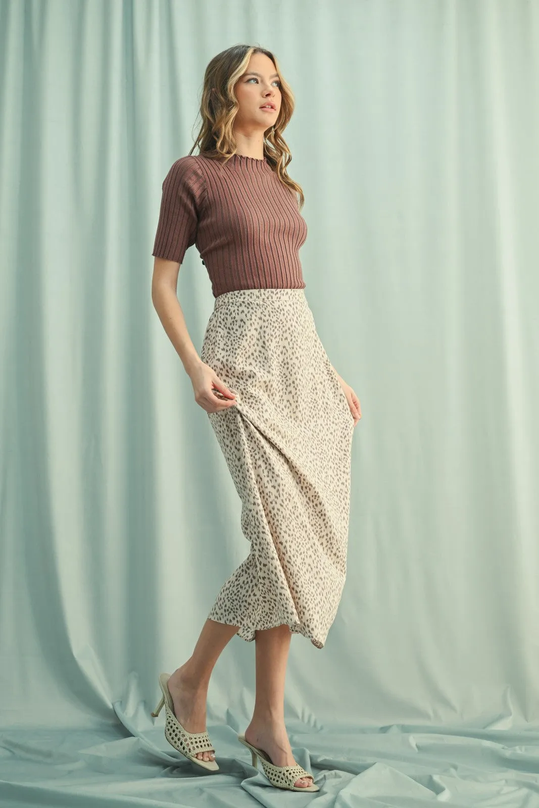 Mocha Ribbed Mock Neck Knit Short Sleeve Top sold by Pinkblush product image thumbnail 3