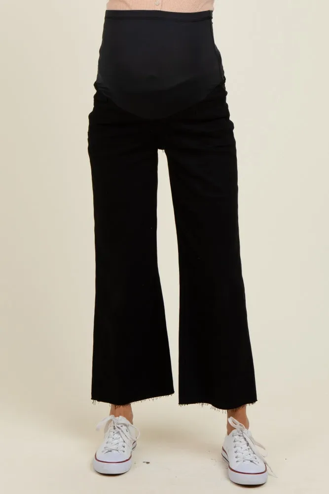 Black Raw Hem Cropped Wide Leg Maternity Jeans sold by Pinkblush product image thumbnail 3