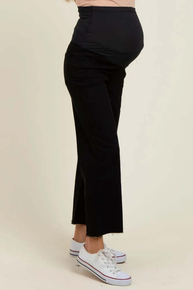 Black Raw Hem Cropped Wide Leg Maternity Jeans sold by Pinkblush product image thumbnail 4
