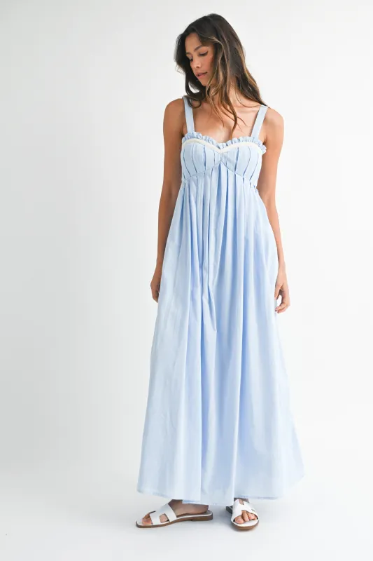 Light Blue Sweetheart Neckline Open Back Maxi Dress sold by Pinkblush