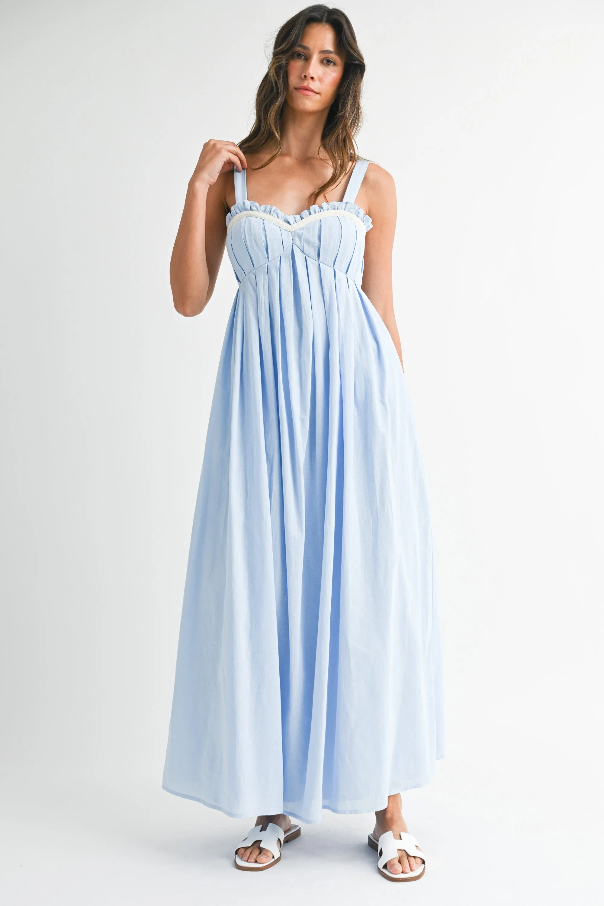 Light Blue Sweetheart Neckline Open Back Maxi Dress sold by Pinkblush product image thumbnail 2