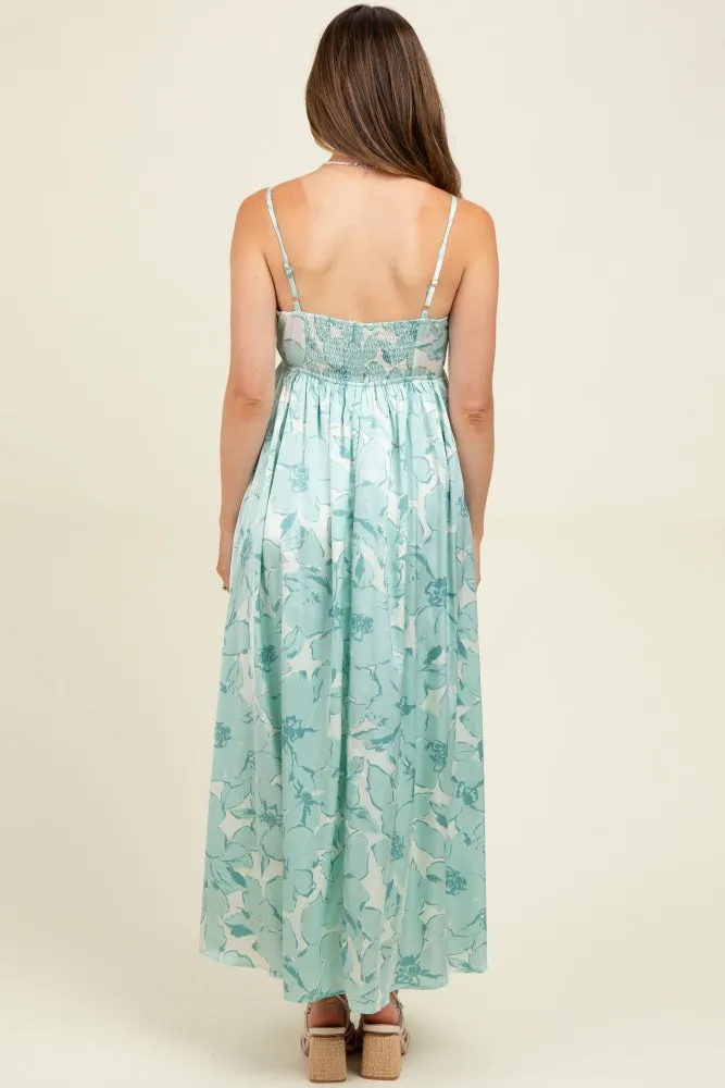 Sage Floral Sleeveless Maternity Maxi Dress sold by Pinkblush product image thumbnail 4