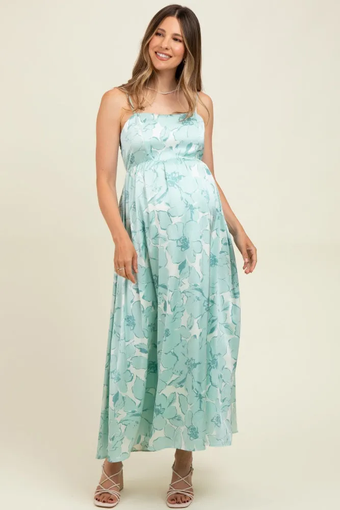Sage Floral Sleeveless Maternity Maxi Dress sold by Pinkblush product image thumbnail 2