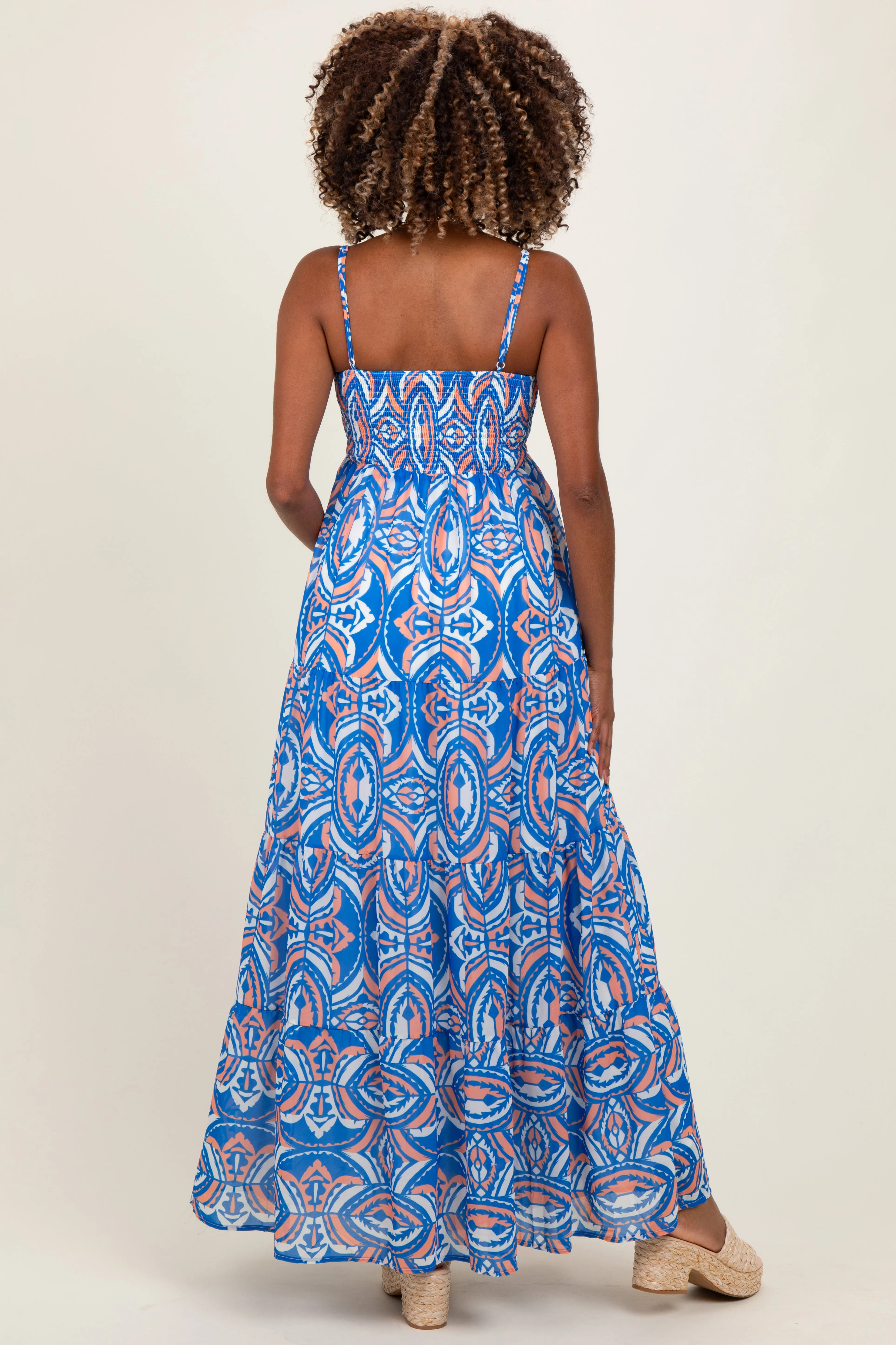 Blue Printed Sleeveless Maternity Maxi Dress sold by Pinkblush product image thumbnail 3