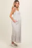 Beige Striped Tie Strap Maternity Maxi Dress sold by Pinkblush