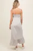 Beige Striped Tie Strap Maternity Maxi Dress sold by Pinkblush