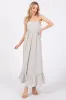 Beige Striped Tie Strap Maternity Maxi Dress sold by Pinkblush
