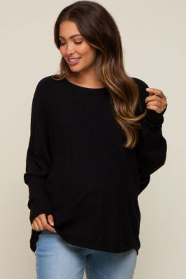 Black Knit Long Dolman Sleeve Maternity Top sold by Pinkblush