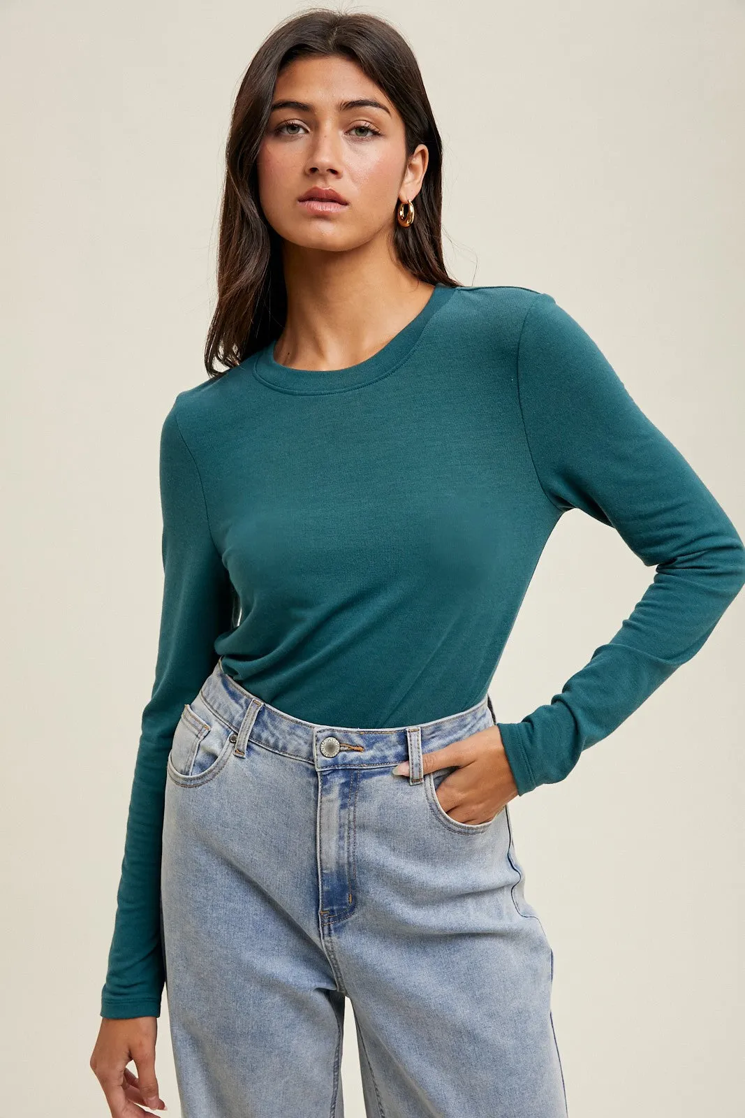 Deep Teal Basic Fitted Maternity Long Sleeve Top sold by Pinkblush product image thumbnail 4