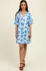 Blue Floral V-Neck Crochet Trim Maternity Dress sold by Pinkblush