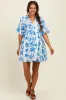 Blue Floral V-Neck Crochet Trim Maternity Dress sold by Pinkblush