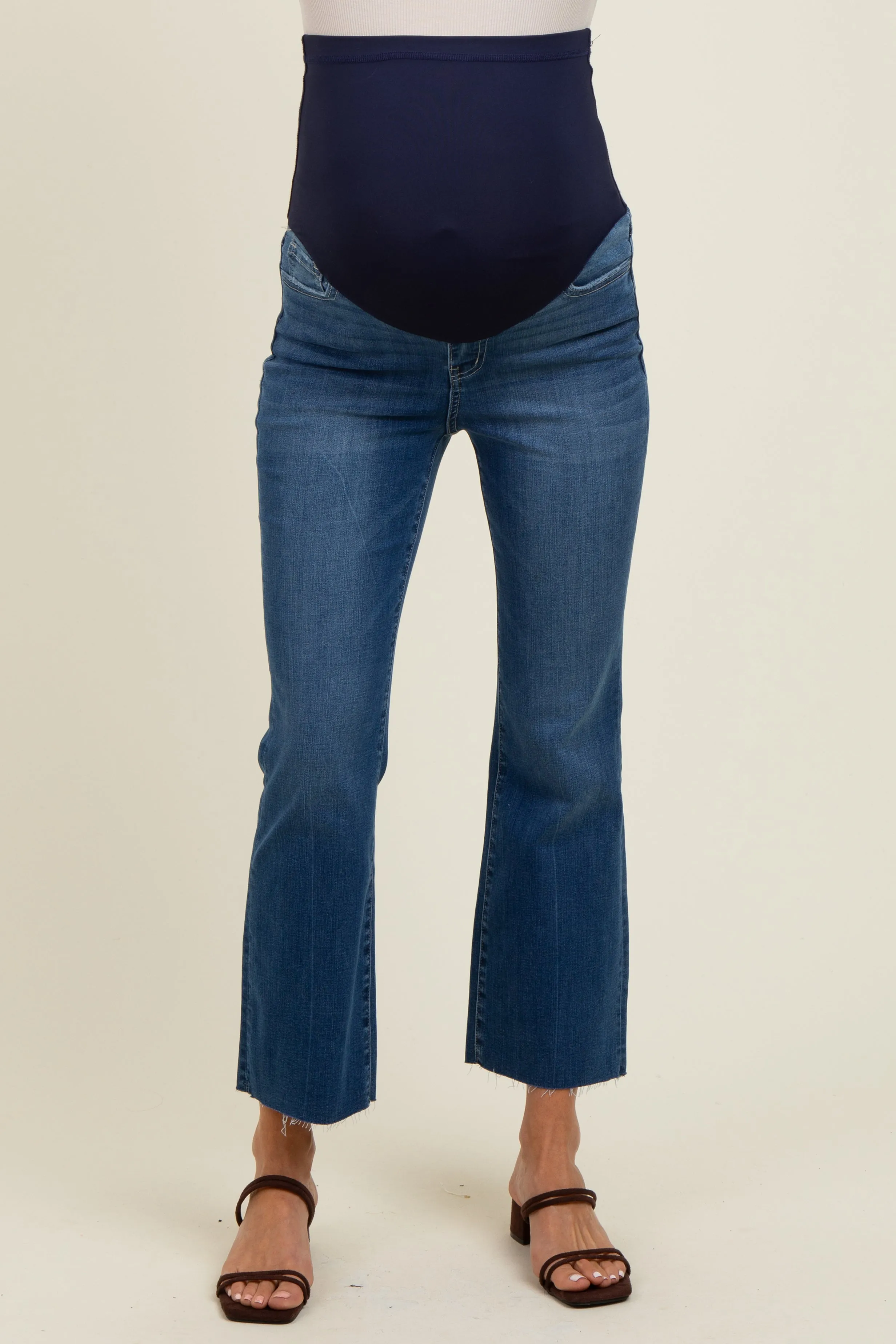 Navy Raw Hem Kick Flare Maternity Jeans sold by Pinkblush product image thumbnail 3