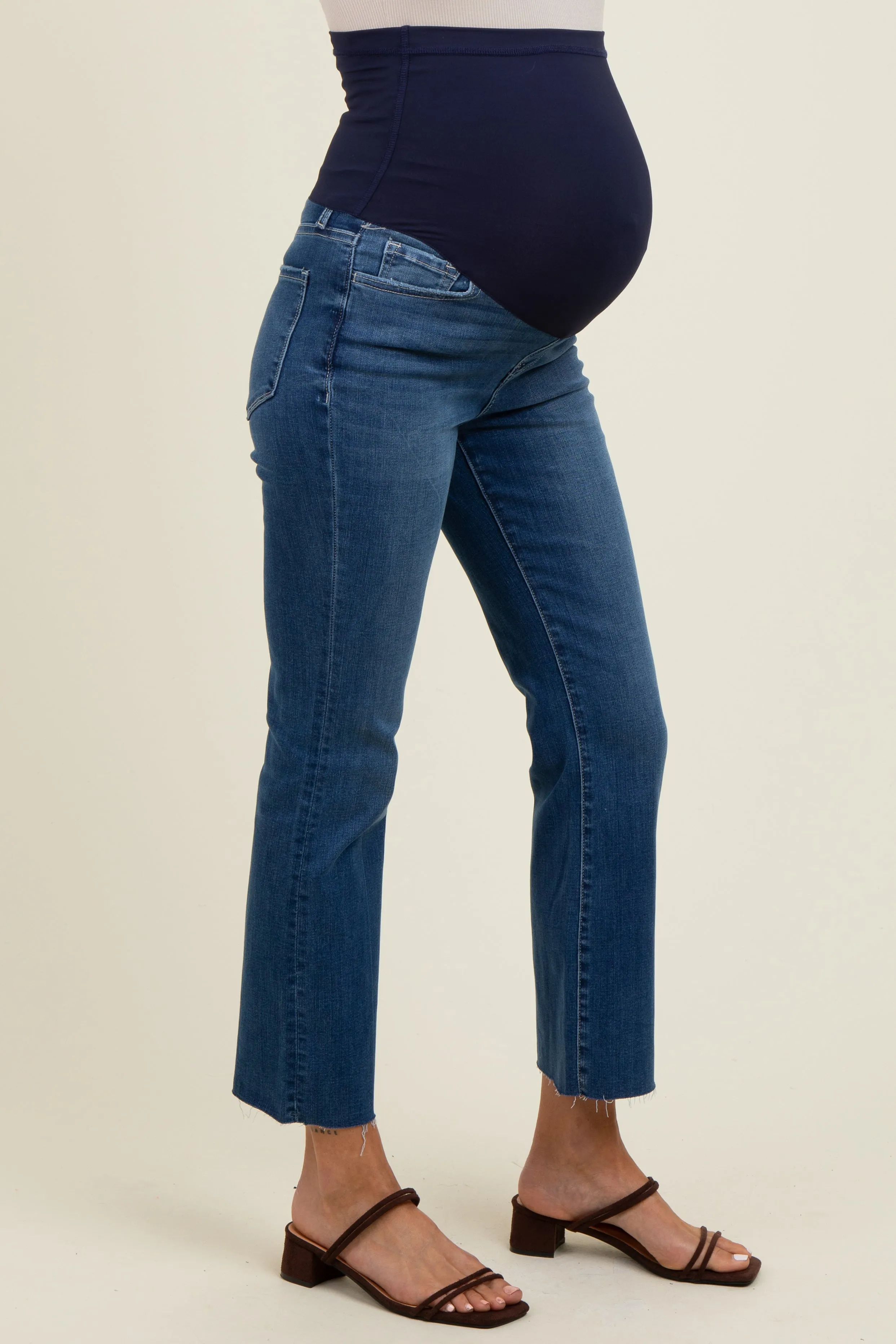 Navy Raw Hem Kick Flare Maternity Jeans sold by Pinkblush product image thumbnail 4