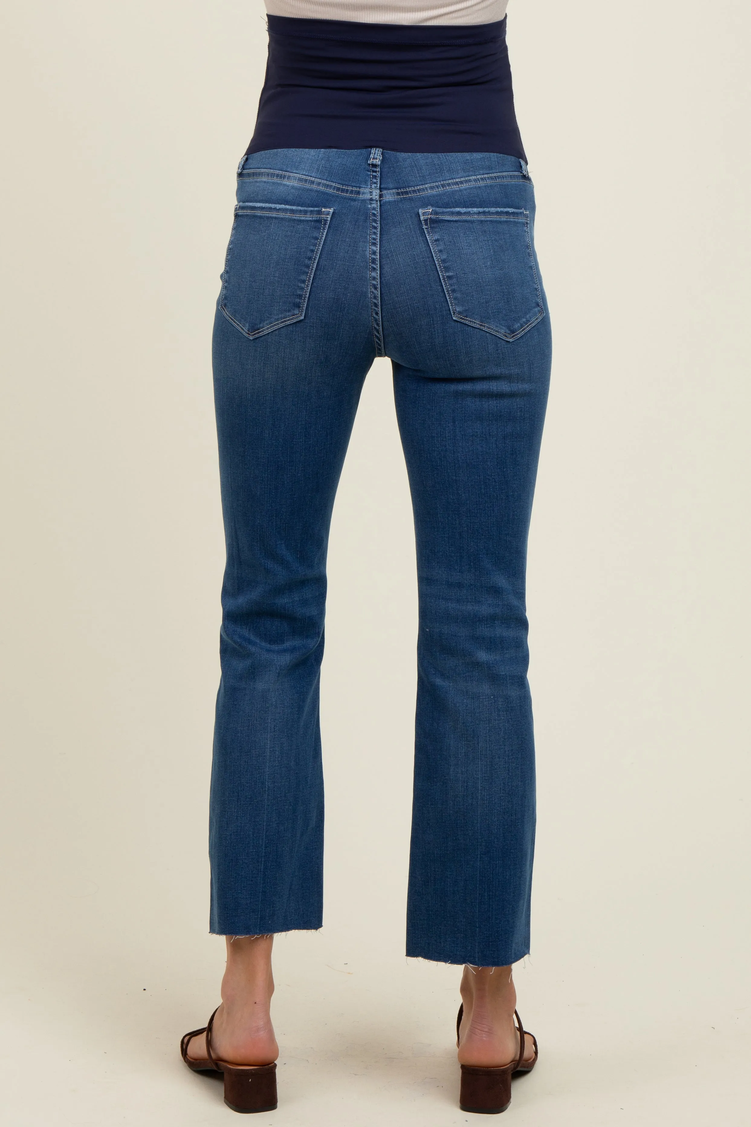 Navy Raw Hem Kick Flare Maternity Jeans sold by Pinkblush product image thumbnail 5