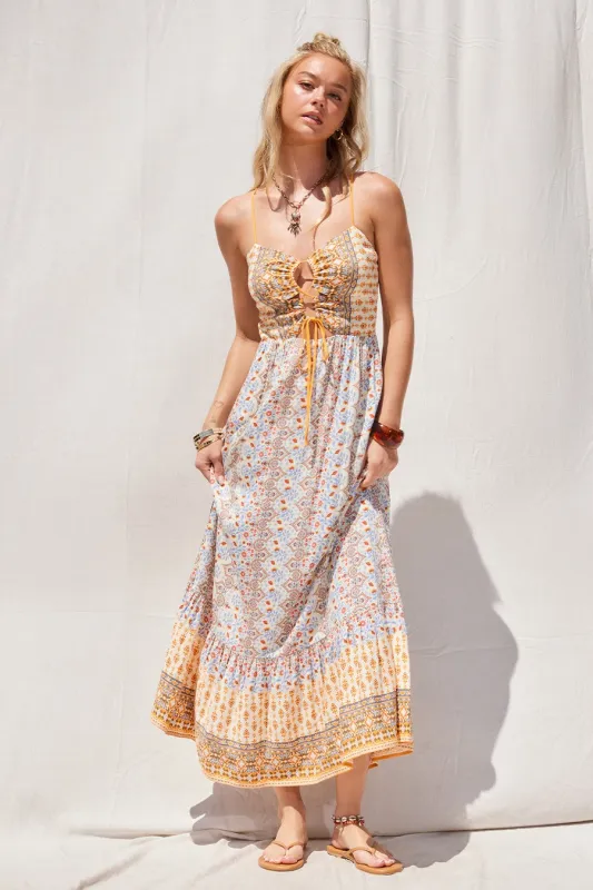 Multi Border Print Cut Out Maxi Dress sold by Pinkblush