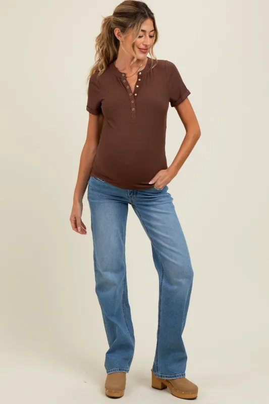 Blue Vintage Wash Straight Leg Maternity Jeans sold by Pinkblush