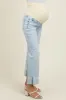 Light Blue Distressed Cropped Cuffed Maternity Straight Leg Jeans sold by Pinkblush