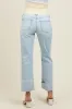 Light Blue Distressed Cropped Cuffed Maternity Straight Leg Jeans sold by Pinkblush