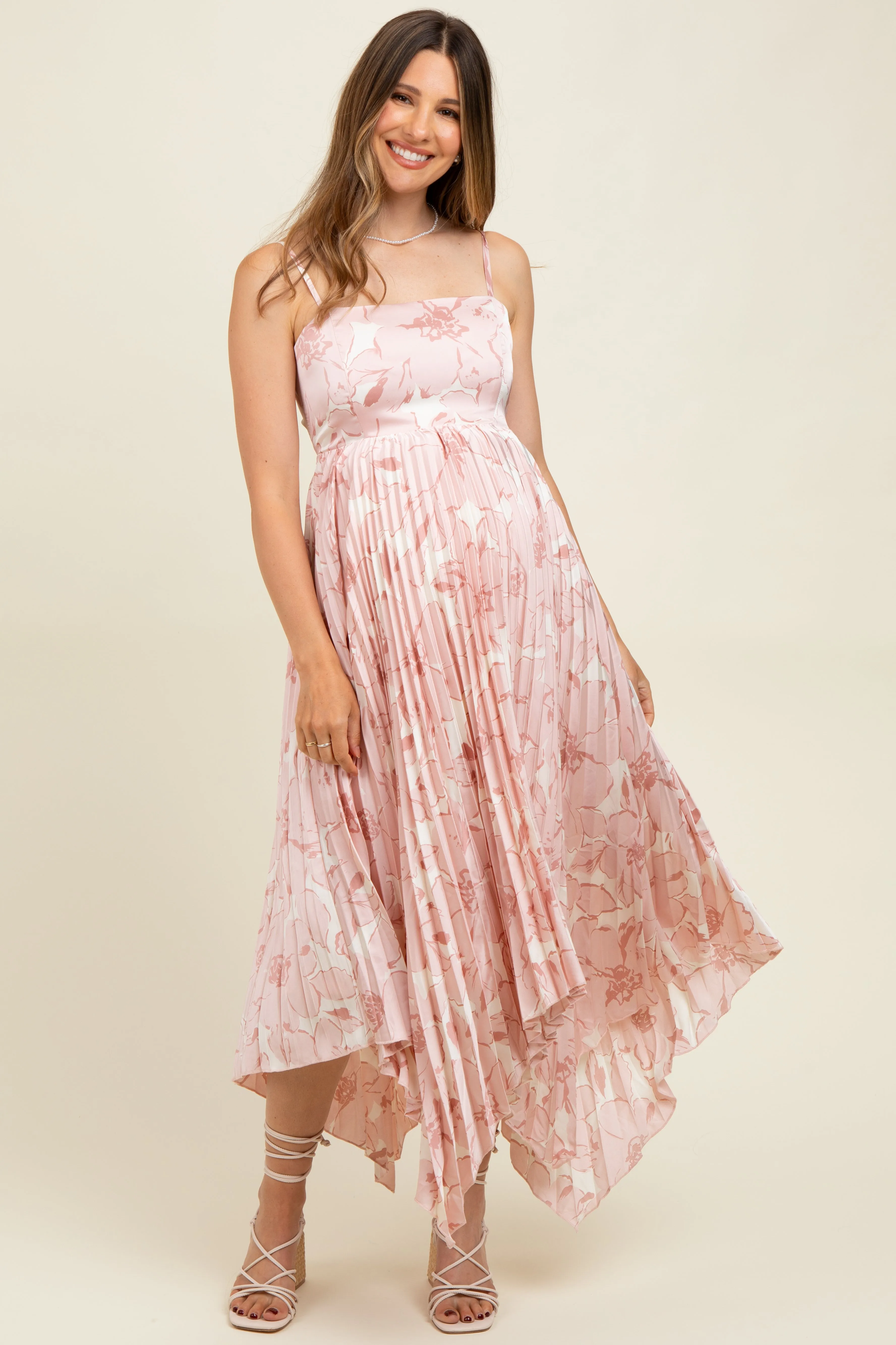 Light Floral Woven Pleat Skirt Maternity Maxi Dress sold by Pinkblush