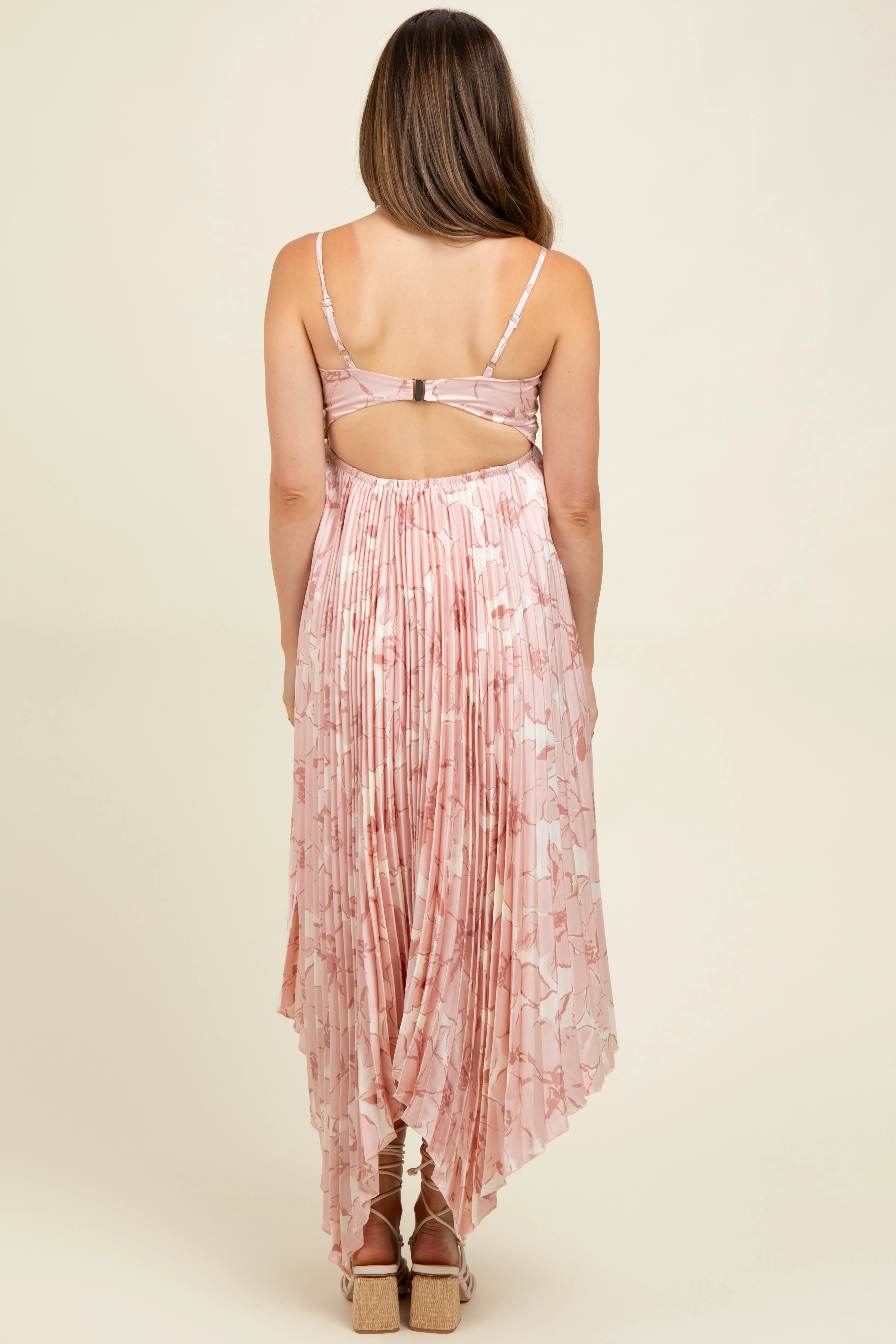 Light Floral Woven Pleat Skirt Maternity Maxi Dress sold by Pinkblush product image thumbnail 3