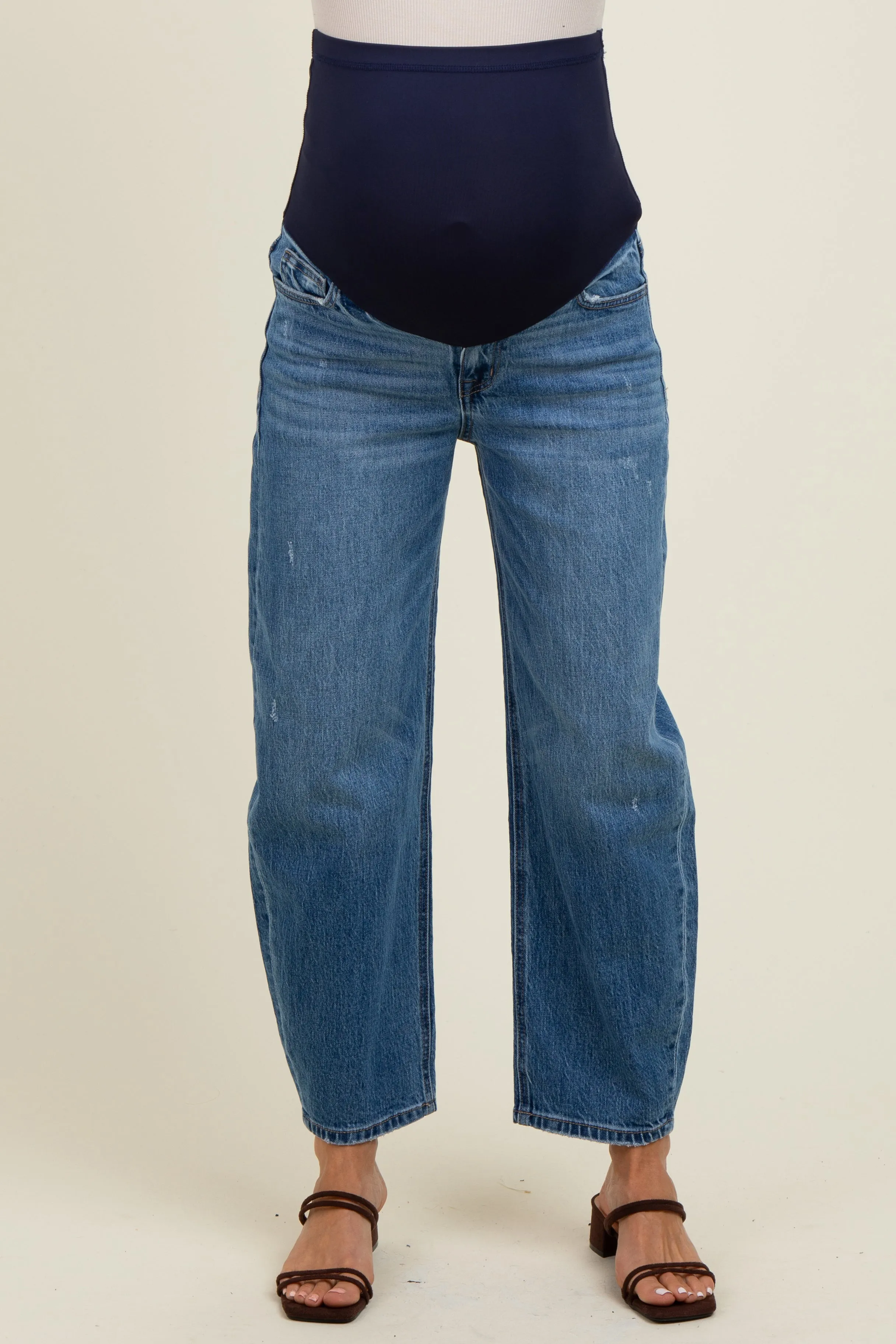 Blue Vintage Wash Ankle Straight Leg Maternity Jeans sold by Pinkblush product image thumbnail 2