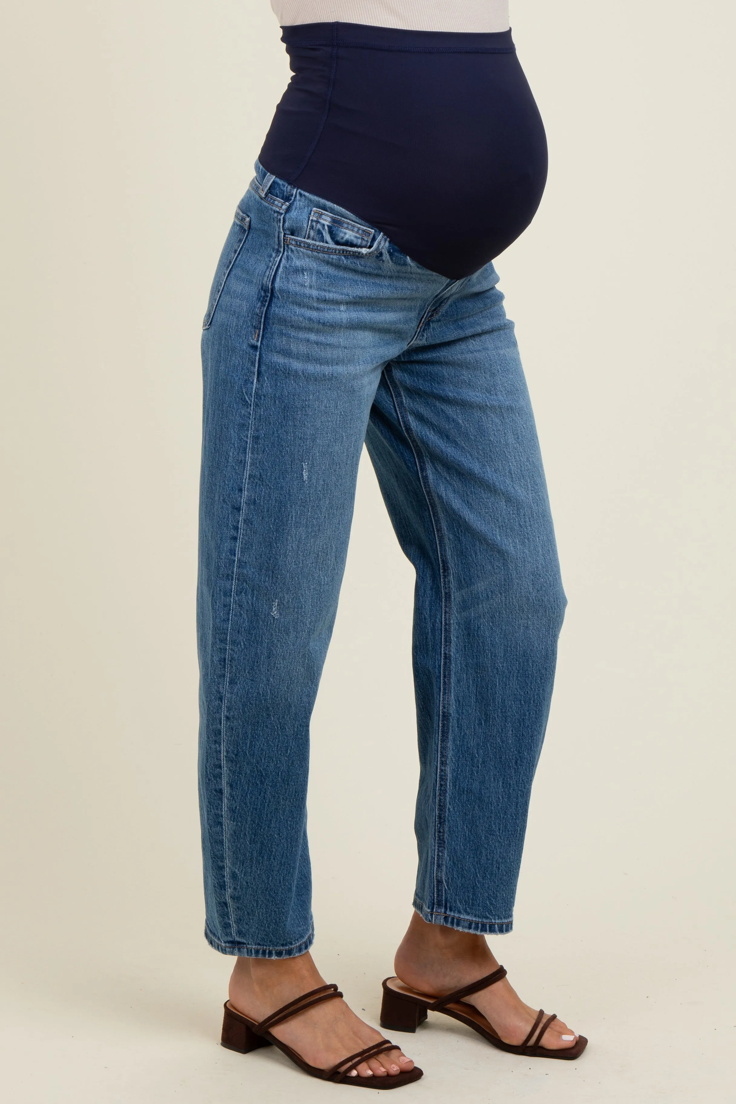 Blue Vintage Wash Ankle Straight Leg Maternity Jeans sold by Pinkblush product image thumbnail 3