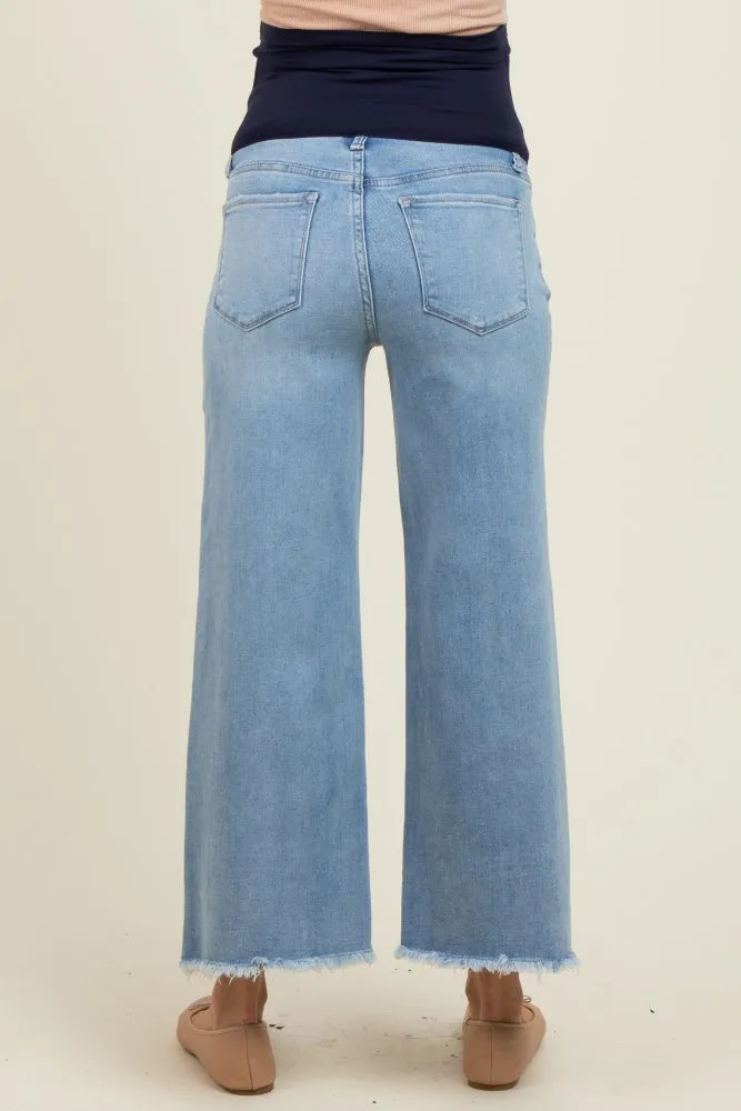 Blue Fringe Hem Ankle Wide Leg Maternity Jeans sold by Pinkblush product image thumbnail 5