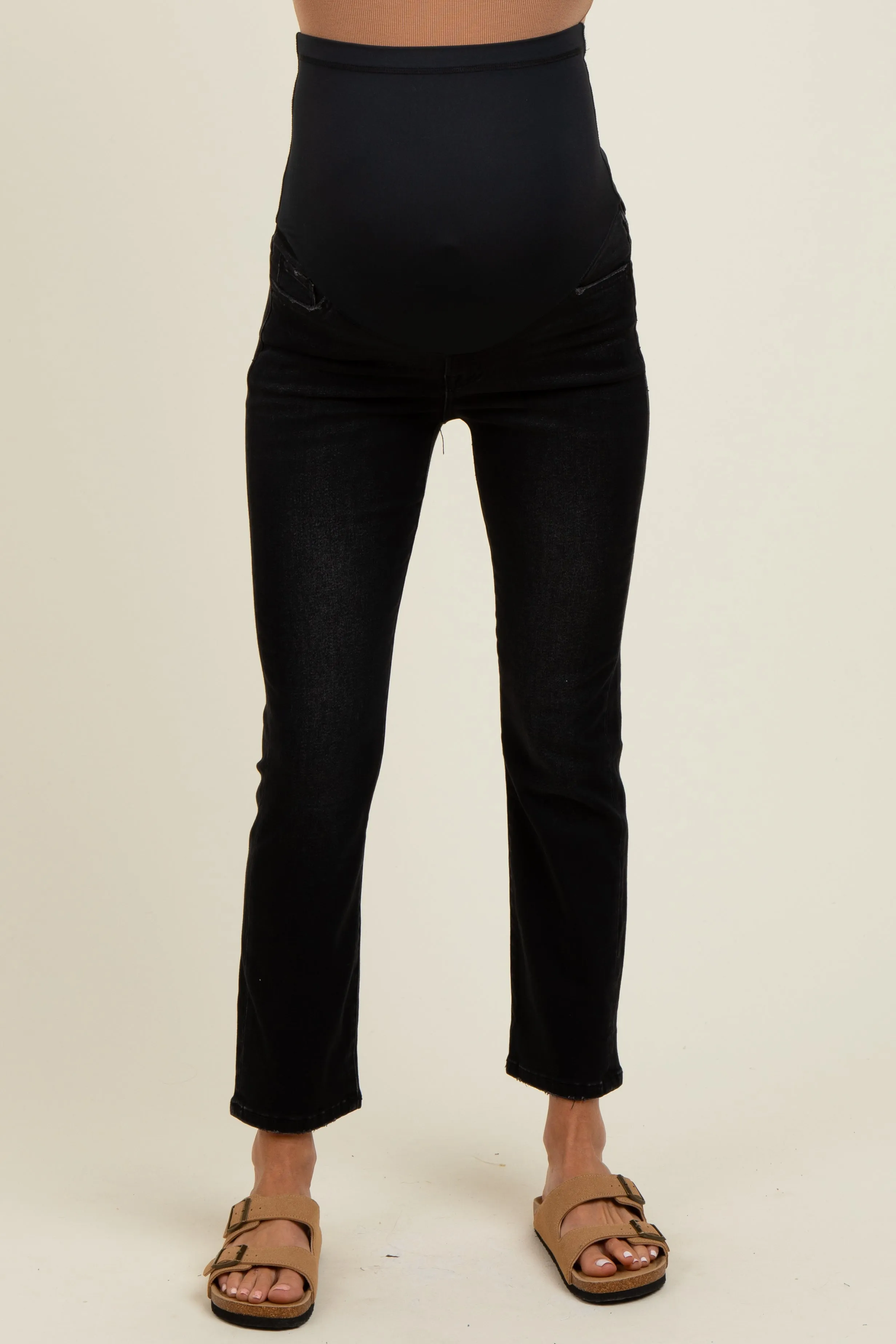 Black Ankle Slim Straight Leg Maternity Jeans sold by Pinkblush product image thumbnail 2