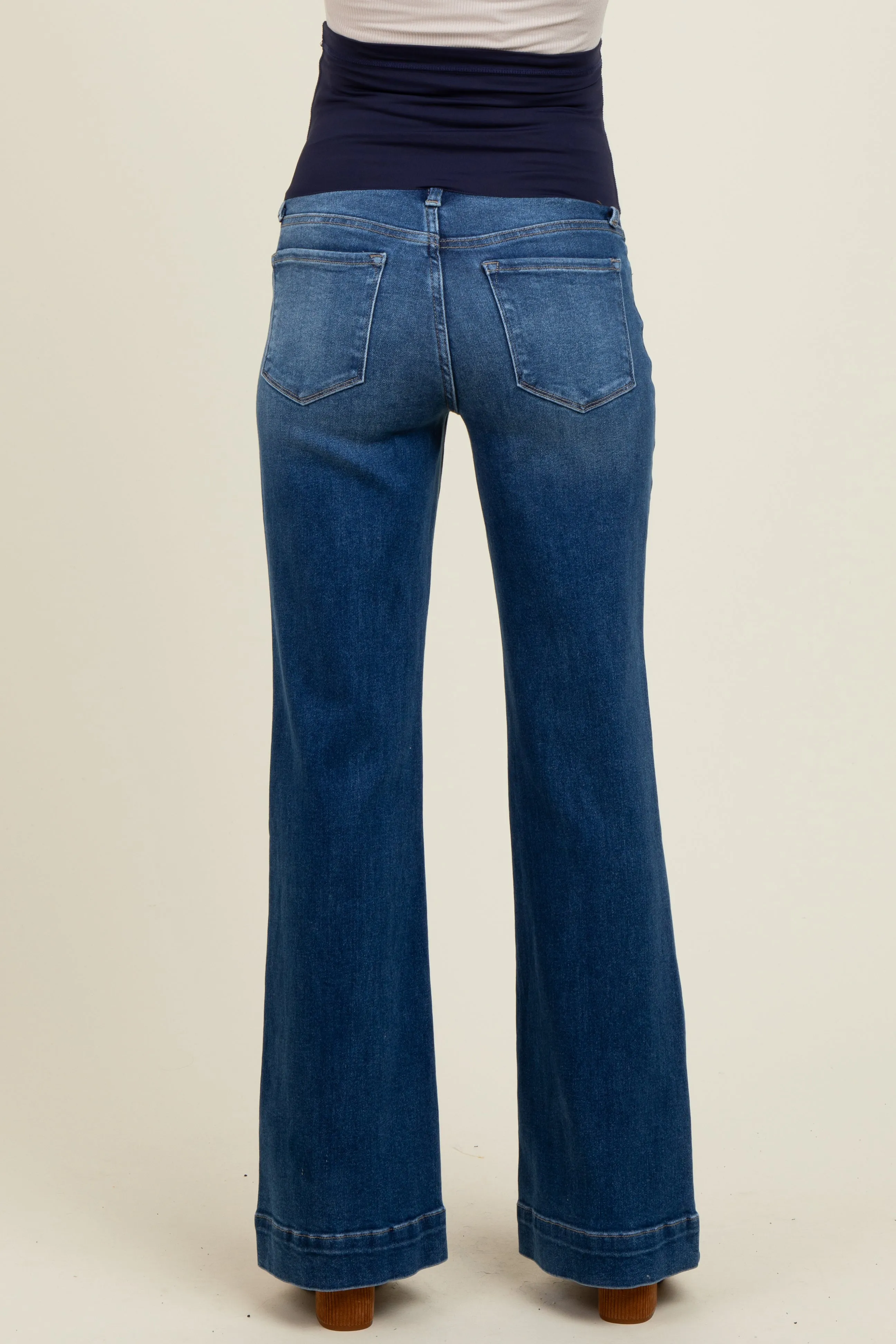 Navy Blue Wide Hem Maternity Flare Jeans sold by Pinkblush product image thumbnail 5