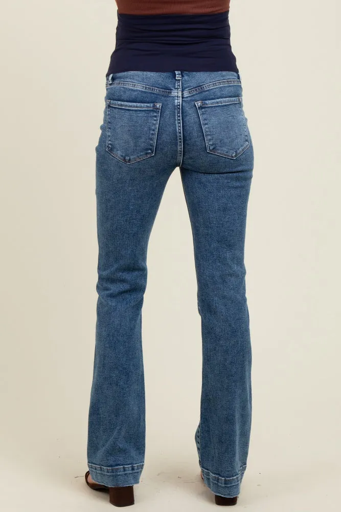 Blue Wide Hem Maternity Bootcut Jeans sold by Pinkblush product image thumbnail 4