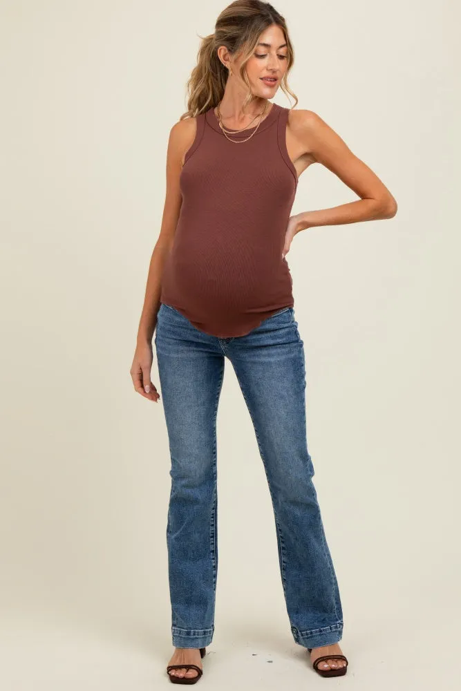 Blue Wide Hem Maternity Bootcut Jeans sold by Pinkblush